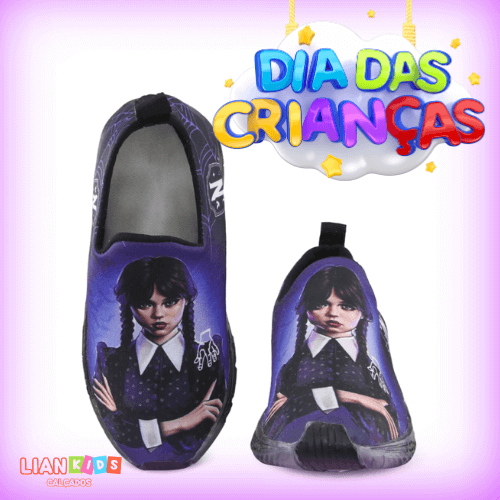 👟 Tênis Meia Infantil LED Wandinha + Bolsa – Brilhe no Dia das Crianças com 20% OFF! 👟
