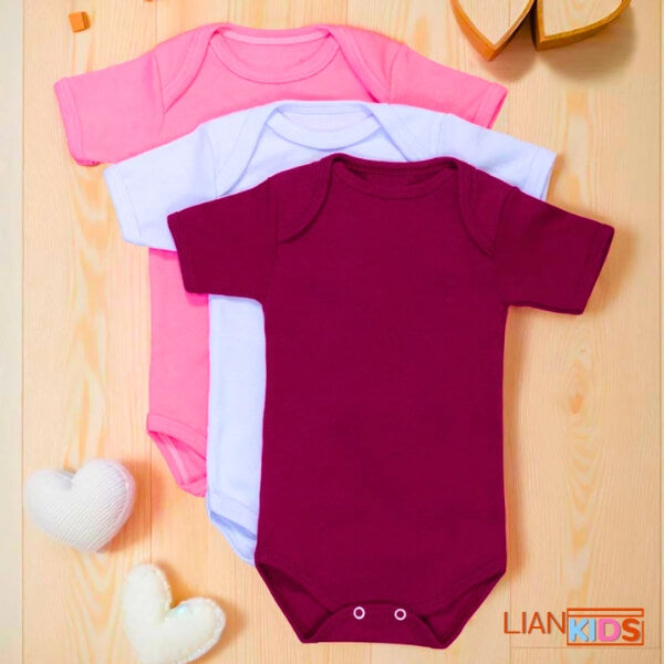 Kit 5 Body Manga Curta Liso Infantil Bebê | Conforto e Estilo para os Primeiros Meses