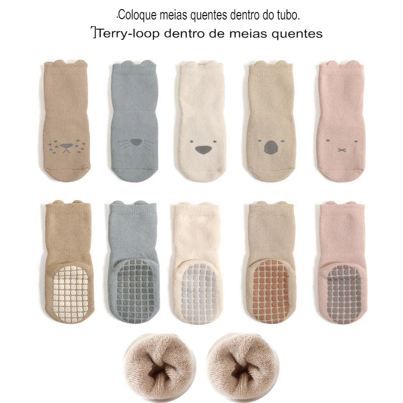 Kit 3 Pares Meias Infantil Antiderrapante