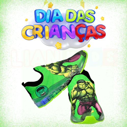 Kit Super-Herói Hulk com Tênis LED e Acessórios – Ganhe 20% OFF no Presente Perfeito para o Dia das Crianças