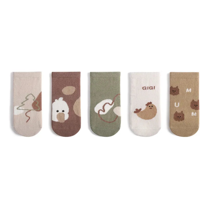 Kit 5 Pares Meias Infantil Antiderrapante