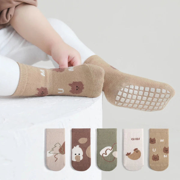 Kit 5 Pares Meias Infantil Antiderrapante