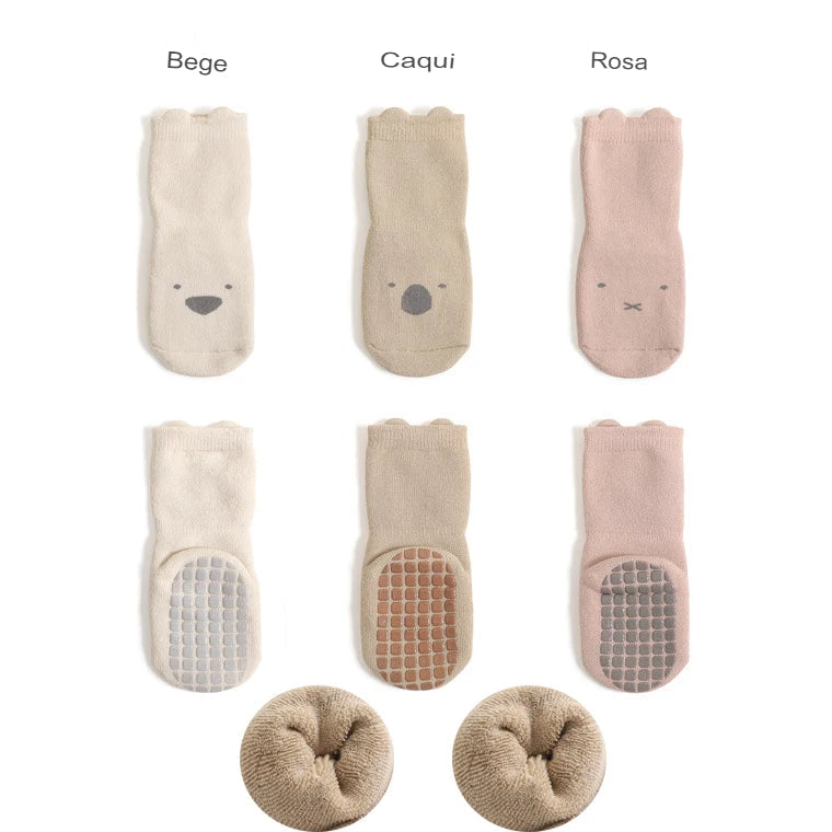 Kit 3 Pares Meias Infantil Antiderrapante