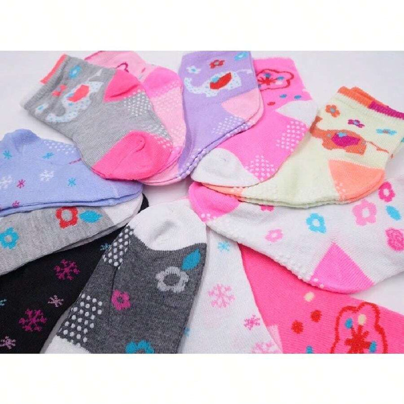 Kit 12 Pares de Meias Para Meninas Antiderrapante